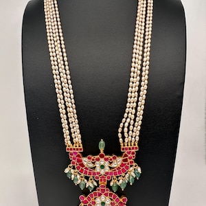 Jadau Kundan Rice Pearls Long Necklace/Rani Haar