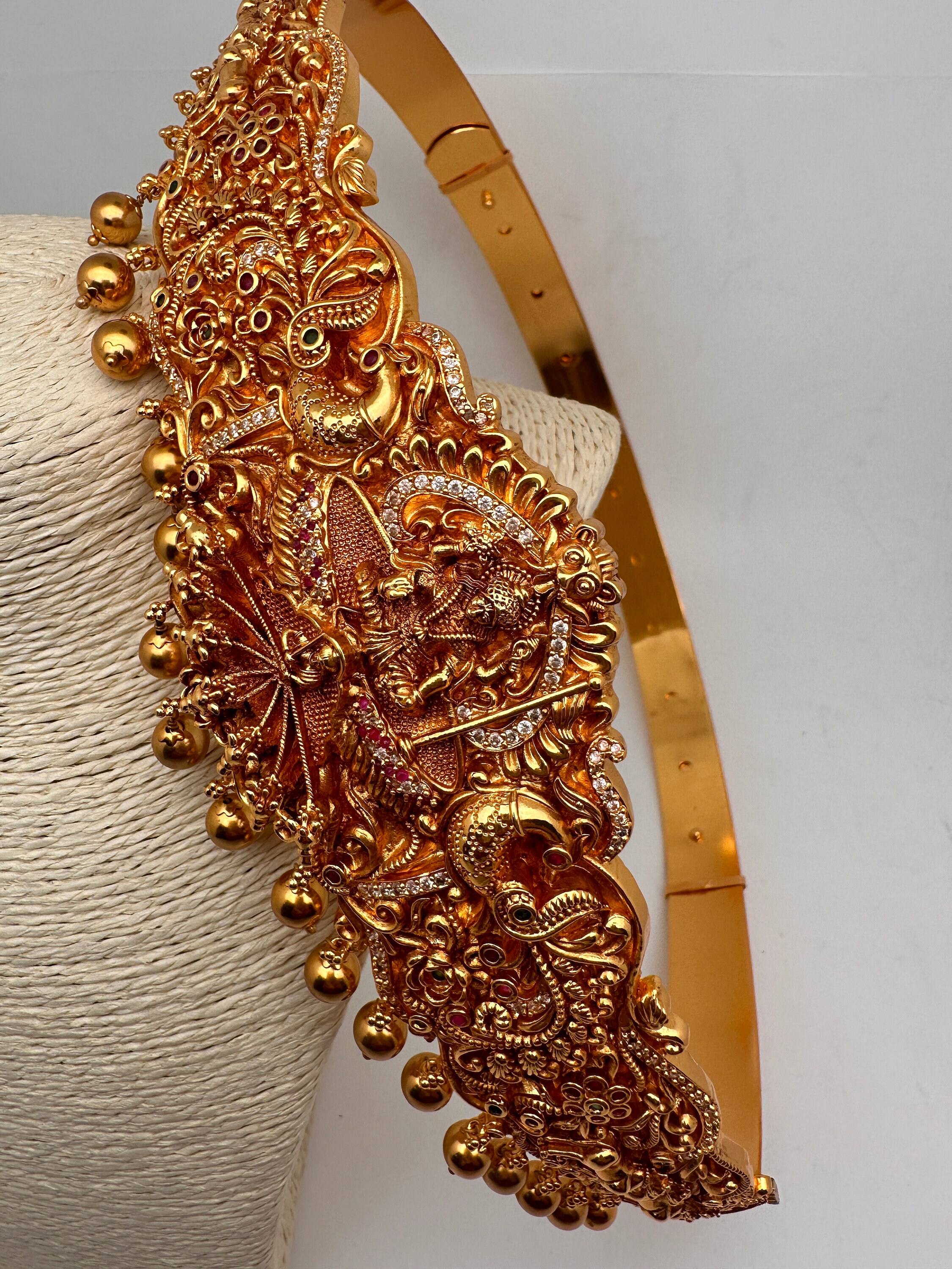 Hip Belt/Waist Chain/ Kamarbandh/Vadanam/Saree Belt/Kamarpatta/Matte Goddess Lakshmi Vaddanam