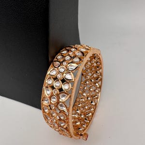 Kundan Floral Openable Kada Bracelet  Bangles ,Indian Bangles, Pakistani Jewelry