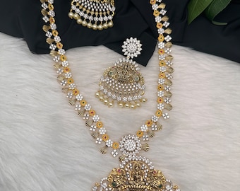 Goddess Lakshmi antique dual tone Necklace/ Indian Jewelry/ Temple Jewelry