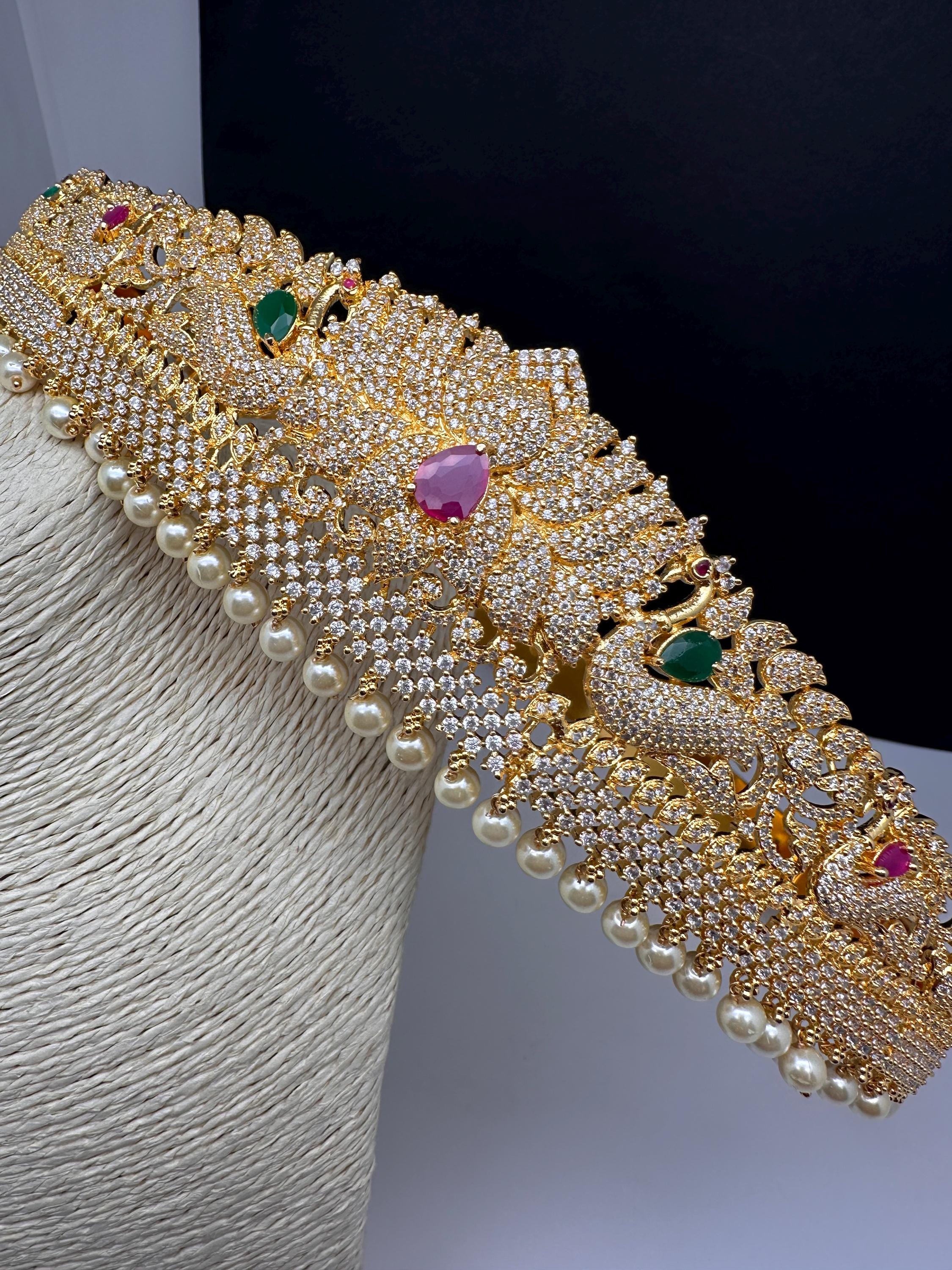 Gold plated vaddanam/ kamarbandh/ saree belt Vaddanam, hip belt, kamarbandh, this jewellery adds so much  main image 4