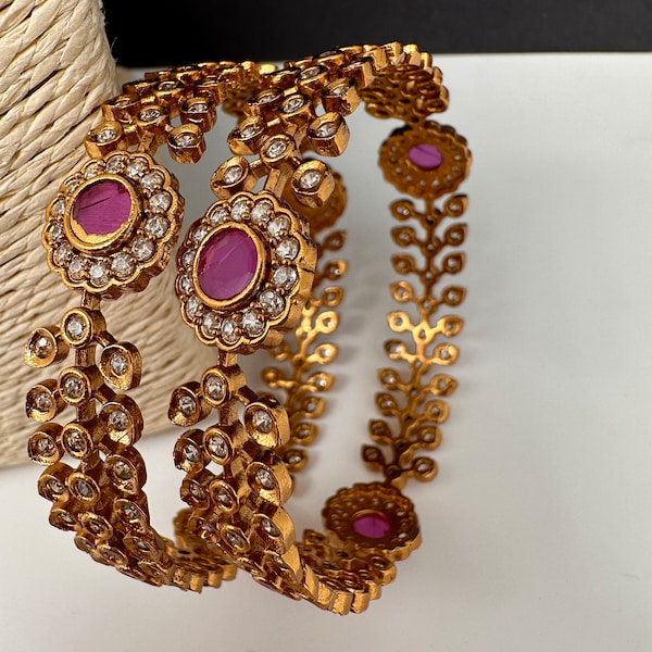 Red Cz Bangles ,CZ Indian Bangles, Pakistani Jewelry, Bracelet