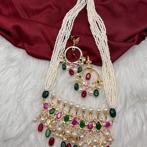 Tirmani Hyderabadi Jadau Pearls Rani Haar, Pearl Necklace Punjabi Jadau Pakistani Jewelry Indian Jewelry