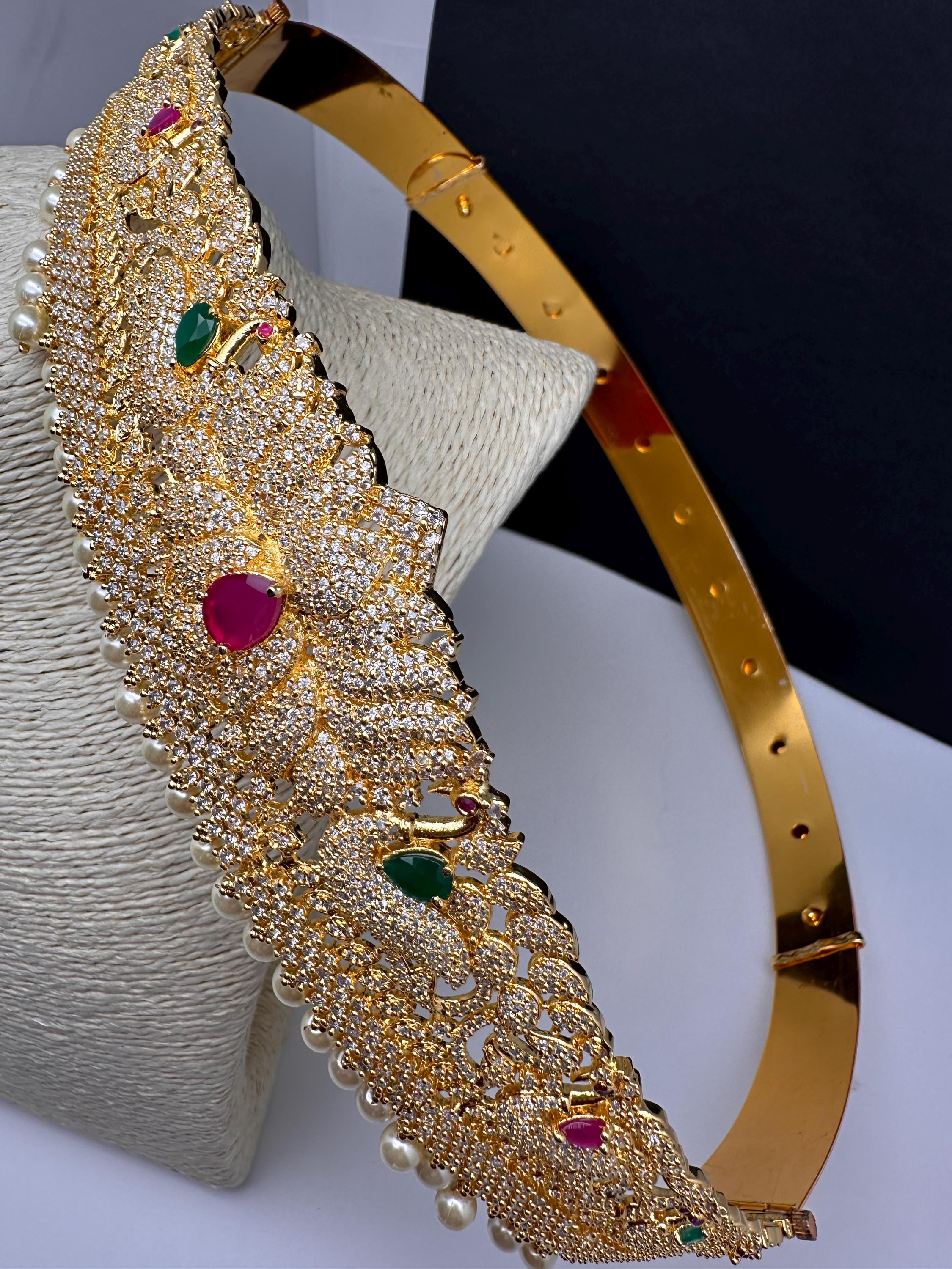 Gold plated vaddanam/ kamarbandh/ saree belt Vaddanam, hip belt, kamarbandh, this jewellery adds so much  main image 2