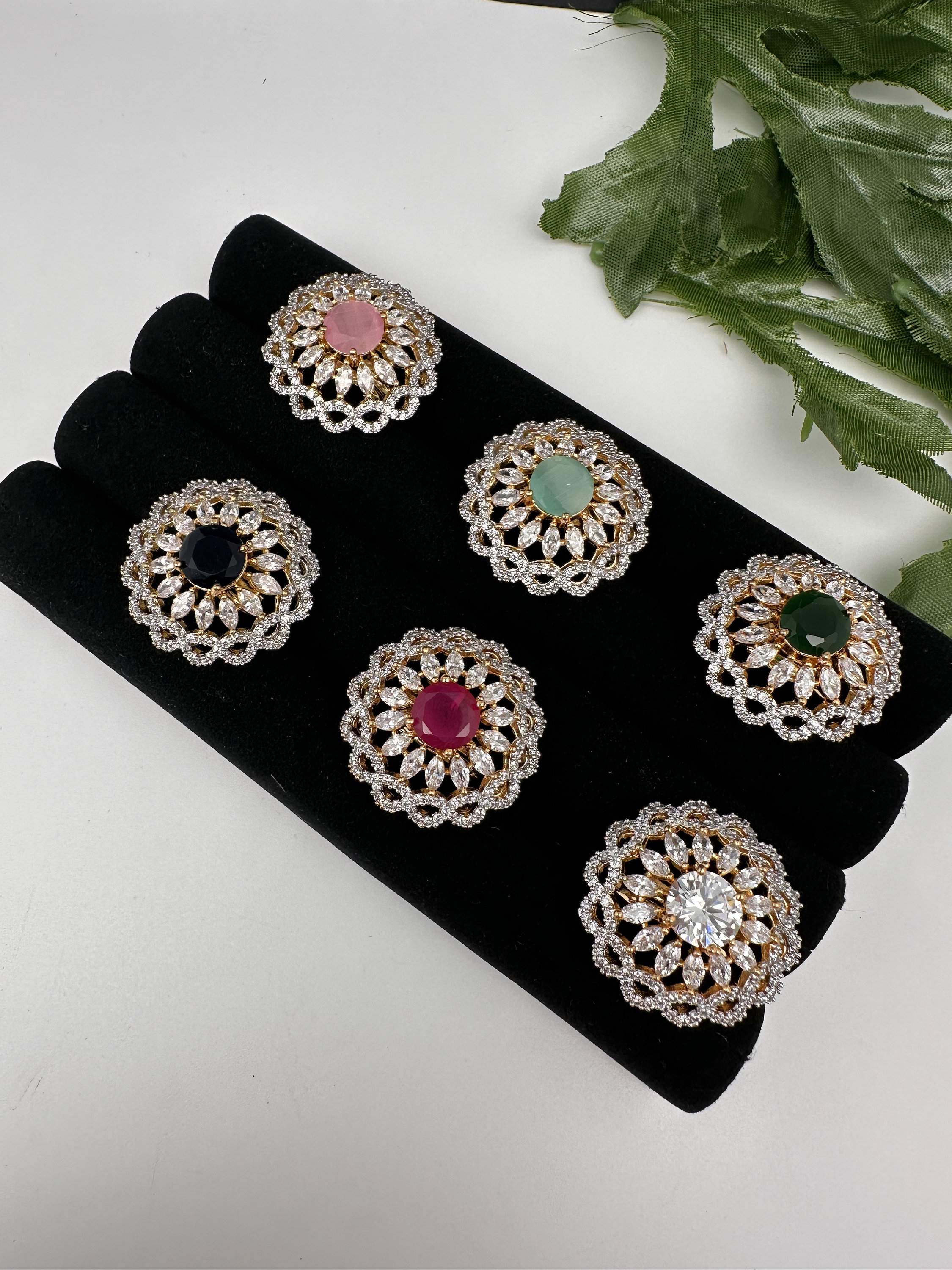 Adjustable Diamond Cocktail Ring/statement Ring/ Indian