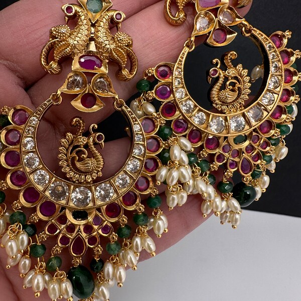 Chandbali Nakshi Matte Earrings/ Indian Jewelry