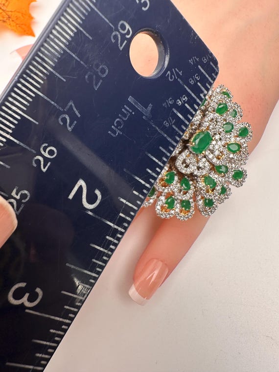 Adjustable CZ Cocktail Ring: Ruby, Emerald, Indian Jewelry - Etsy