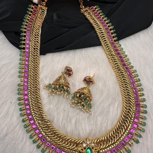 Jadau Kundan Traditional Jalebi Necklace Jhumkas, Indian Jewelry, Pakistani Jewerly