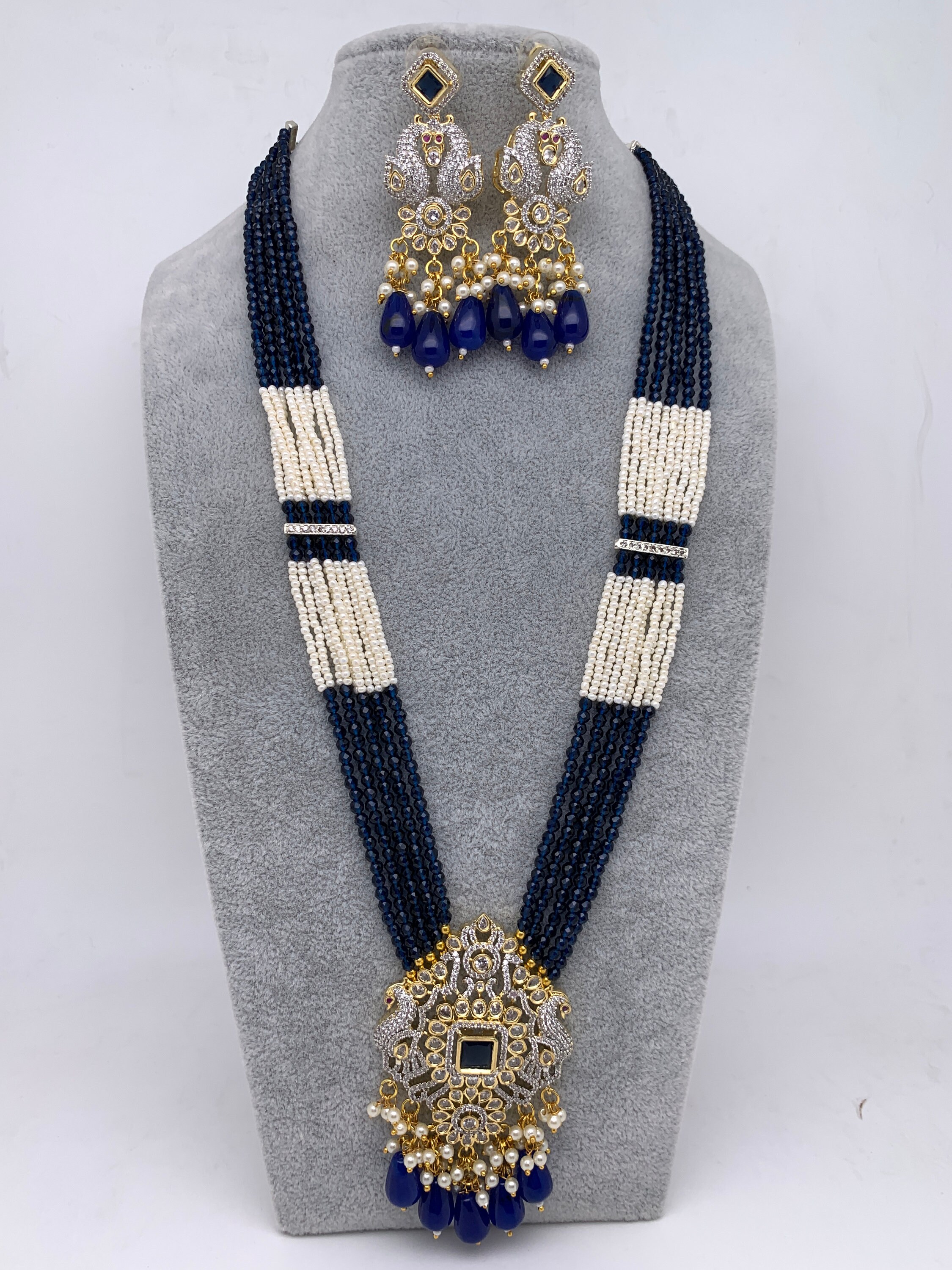 Nino Navy Blue Bead Necklace – The Pashm