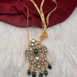 Jadau Kundan Traditional Dainty Pendent Chain Necklace, Indian  Jewelry