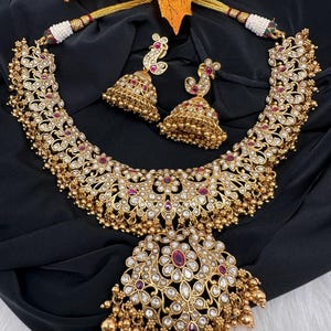 Jadau Kundan Traditional  Necklace Jhumkas, Indian Jewelry, Pakistani Jewerly