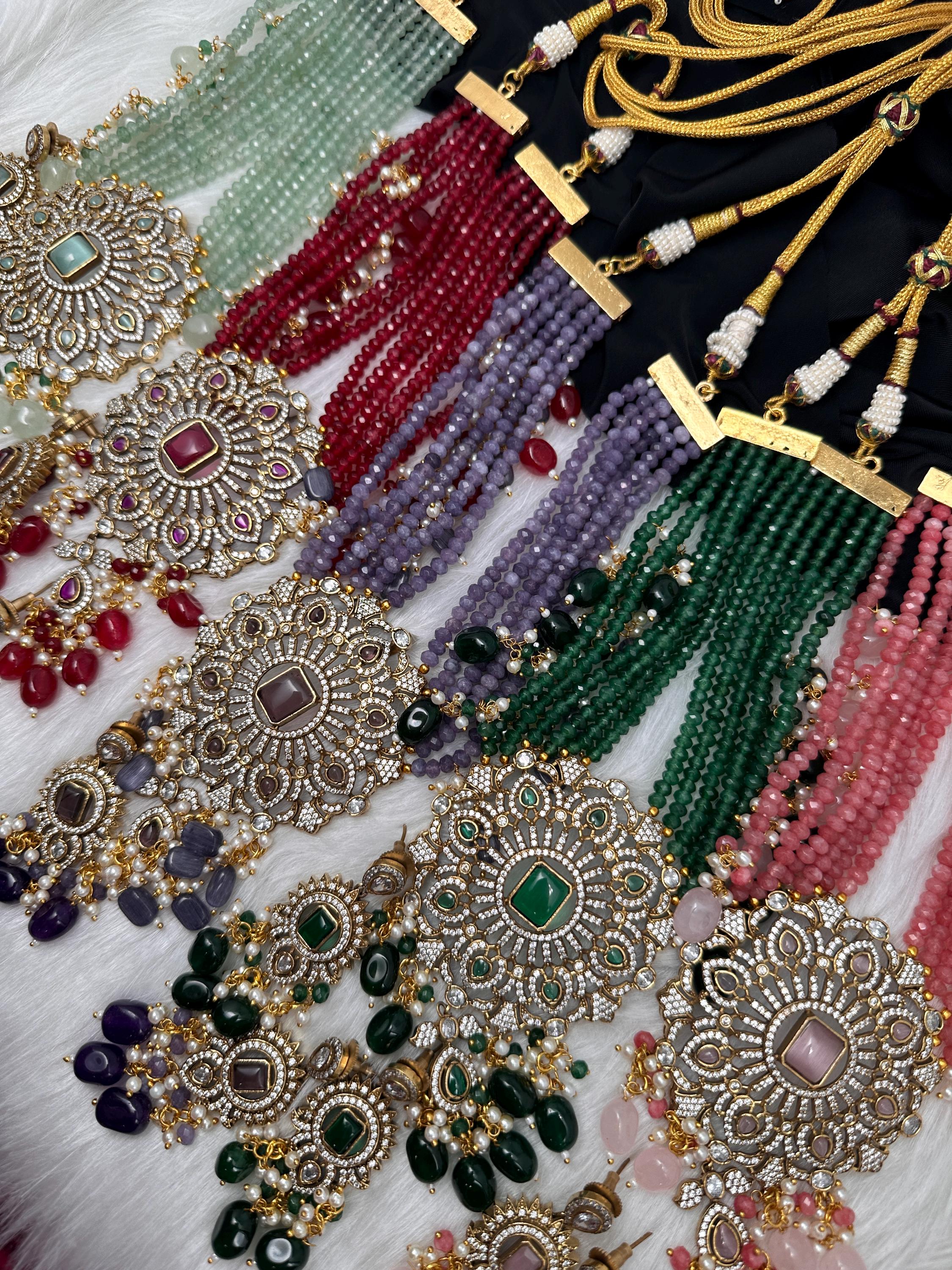アクセサリー indian jewelry beads necklace Victorian Moissanite Monalisa Beads Short Necklace Indian