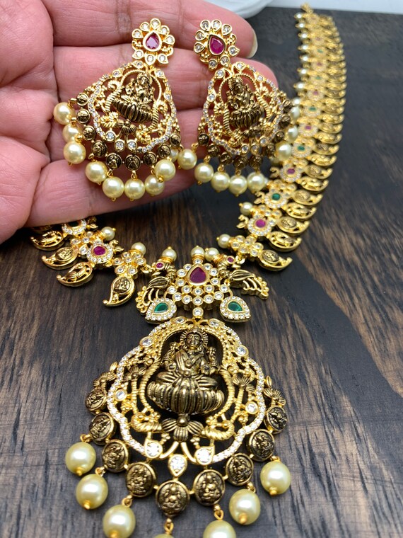 Indian Jewelry Traditional Goddess Lakshmi Necklacetemple - Etsy