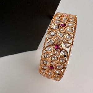 Kundan Red Openable Kada Bracelet  Bangles ,Indian Bangles, Pakistani Jewelry