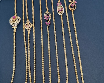 Side Pendent Chain  Necklace Chandra Indian Jewelry
