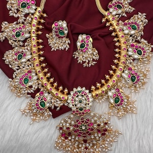 Jadau Kundan Rice Pearls Necklace, Jadau Necklace Indian Jewelry