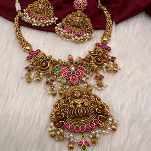 Jadau Kundan Traditional Goddess Lakshmi Necklace, Jadau Necklace Indian  Jewelry