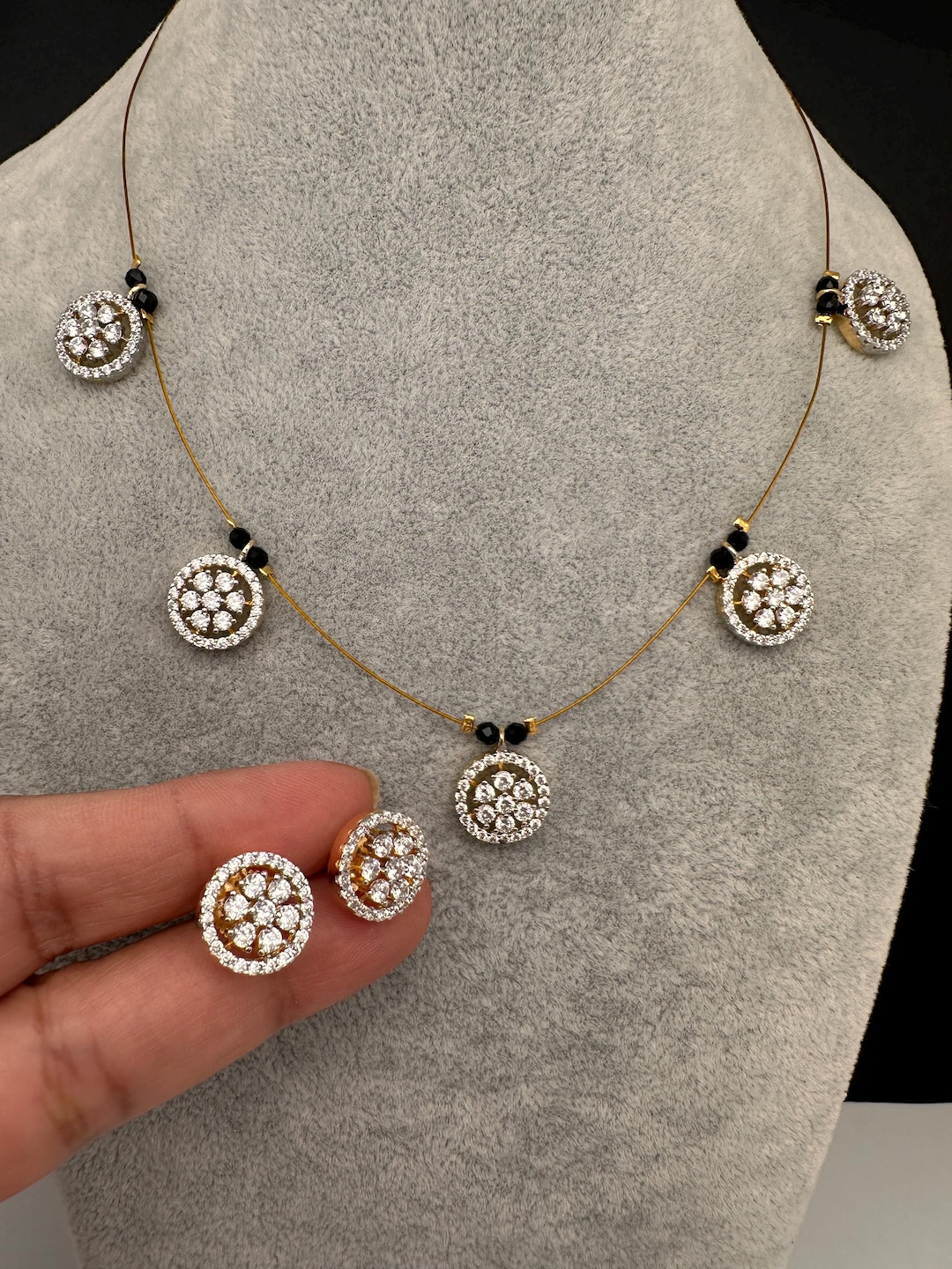 Dainty Invisible Chain AD Neckline Necklace, Indian Jewelry, Pakistani ...