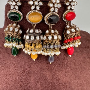 Moissanite Victorian Jhumka Earrings/ Jhumki Indian Earrings