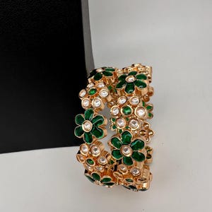 Kundan Green Openable Bangles ,Indian Bangles, Pakistani Jewelry, Bracelets/Kada