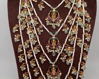 Kemp Goddess Lakshmi Multi Layer Panch Lada Pearls Necklace Indian  Jewelry