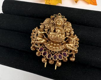 Matte kemp Goddess Lakshmi Hair Pin: Indian Bun Juda Jewelry Jada Billalu