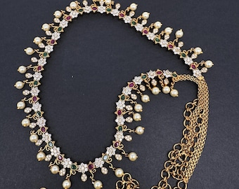 Sleek CZ Hip Chain Belt/Vaddanam/ Saree Belt