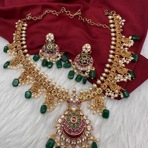 Guttapusallu Kemp Chandbali Necklace Indianh jewelry