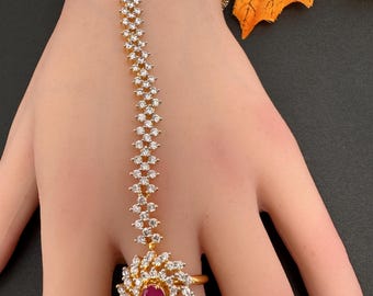 AD Haath Phool/ Bracelet / Indian Wedding Jewelry/ Indian Hand Jewelry/ Hath Panja
