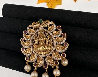 Matte kemp Goddess Lakshmi Hair Pin: Indian Bun Juda Jewelry Jada Billalu