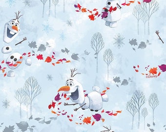 Disney Olaf Snowman snow swirls Winter Christmas 100% cotton craft tumbler fabric cut 9x14 inches