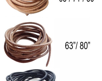 Shoe and Boot Laces Heavy Duty Leather 4 mm Round Brown