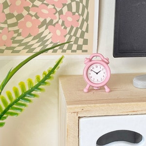 Pink Alarm Clock for miniature modern dollhouse 1/12 1:12 scale