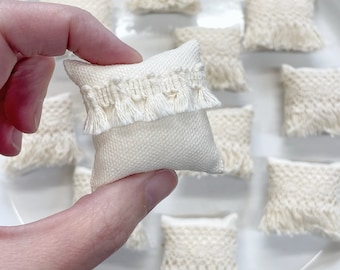 Boho Tassel Dollhouse Cushion - miniature fabric crochet look dolls house pillow 1/12 1:12 scale
