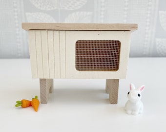 Miniature Rabbit Hutch for Modern Dollhouse Bunny in 1:12 scale