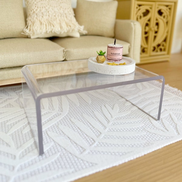 Modern Coffee Table for Dolls House - clear glass effect 1:12 scale