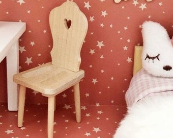 Wooden Heart Chair for Modern Miniature Dollhouse 1/12 1:12 scale