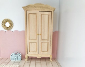 Wooden Miniature Dollhouse Wardrobe