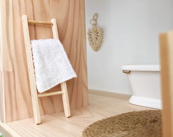 Modern dollhouse / dolls house bathroom towel rack 1/12 1:12 scale