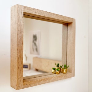 Wood Shelf Mirror for modern dollhouse in 12th scale, scandi style dolls house 1/12 1:12