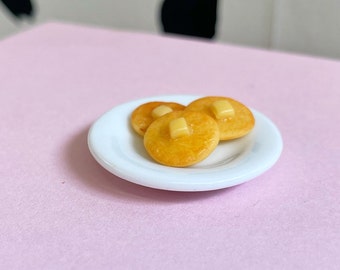 Miniature Dollhouse Pancakes with Butter - perfect for dolls house breakfast food or mini cafe scene 1/12 1:12 scale