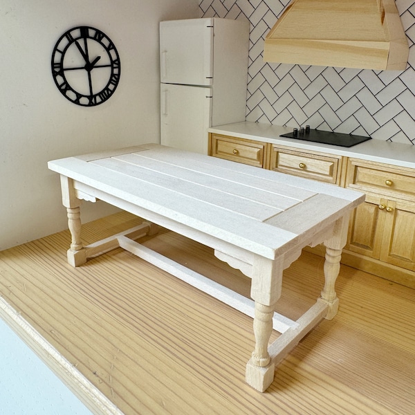 Table de salle à manger miniature en bois pour maison de poupée 1/12 à l'échelle 1:12