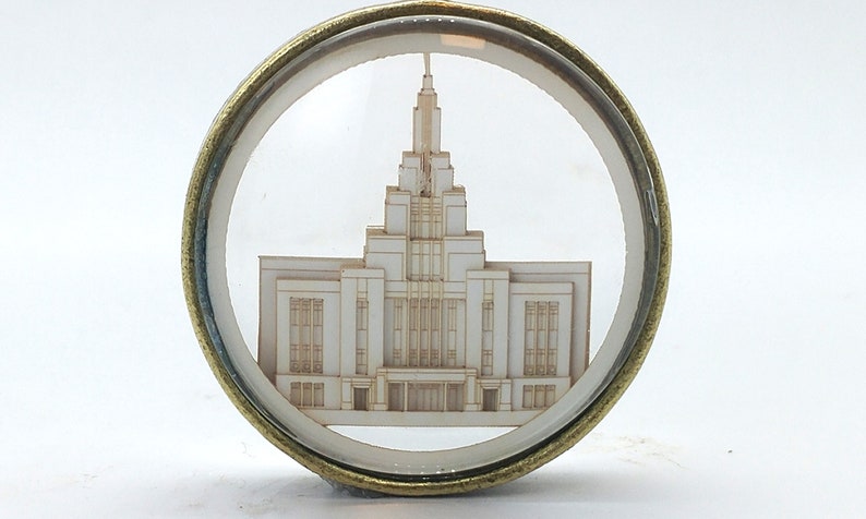 Saratoga Springs Temple Ornament Church of Jesus Christ Christmas ornament wedding missionary baptism Glass and Lasercut paper image 2