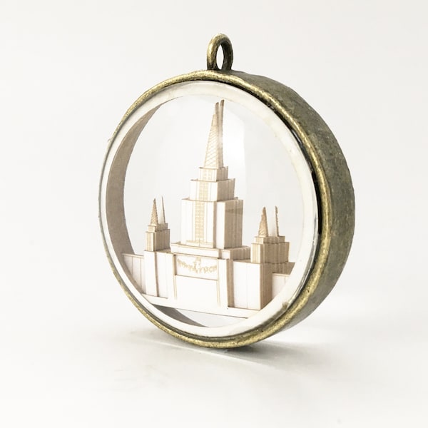 Oakland Temple Ornament - Church of Jesus Christ Christmas ornament - wedding -  missionary - baptism - Glass and Lasercut paper