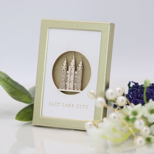 Tiny Salt Lake Temple - Church of Jesus Christ 2x3 laser cut   art - christmas gift - wedding - missionary - baptism