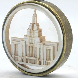 Saratoga Springs Temple Ornament Church of Jesus Christ Christmas ornament wedding missionary baptism Glass and Lasercut paper image 1