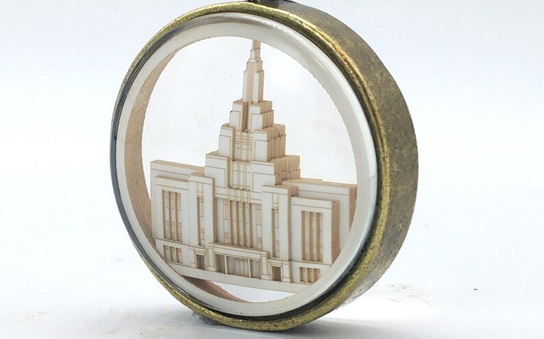 Saratoga Springs Temple Ornament Church of Jesus Christ Christmas ornament wedding missionary baptism Glass and Lasercut paper image 1