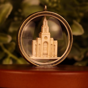 Layton, UT Temple Ornament - Church of Jesus Christ Christmas ornament - wedding -  missionary - baptism - Glass and Lasercut paper