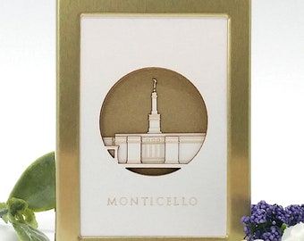 Tiny Monticello Temple - Church of Jesus Christ 2x3 laser cut   art - christmas gift - wedding - missionary - baptism