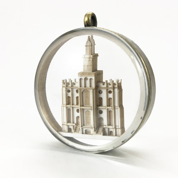 St. George Temple Ornament - Church of Jesus Christ Christmas ornament - wedding -  missionary - baptism - Glass and Lasercut paper